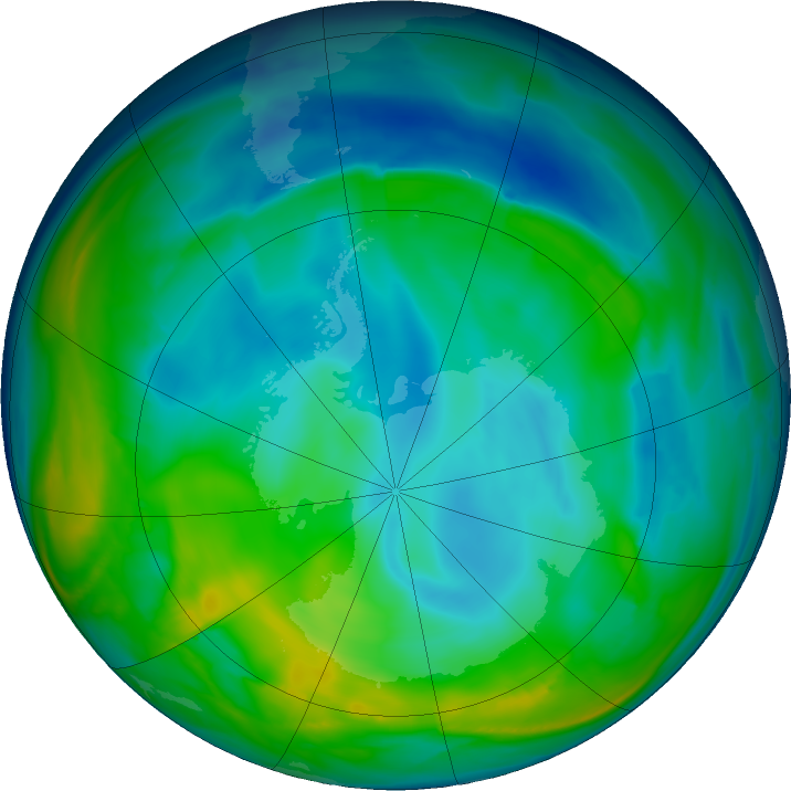 Antarctic ozone map for 05 June 2024